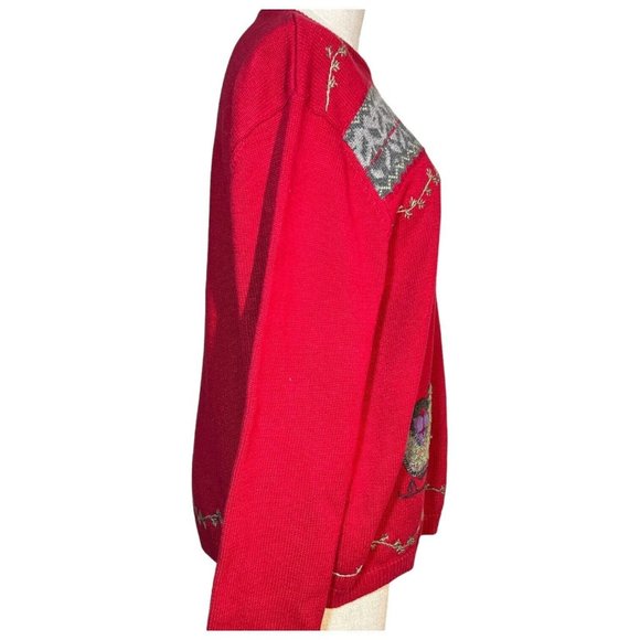 Woolrich Womens Christmas Sweater Size XL Pullover Crew Neck Santa Sleigh Nordic - Picture 4 of 10